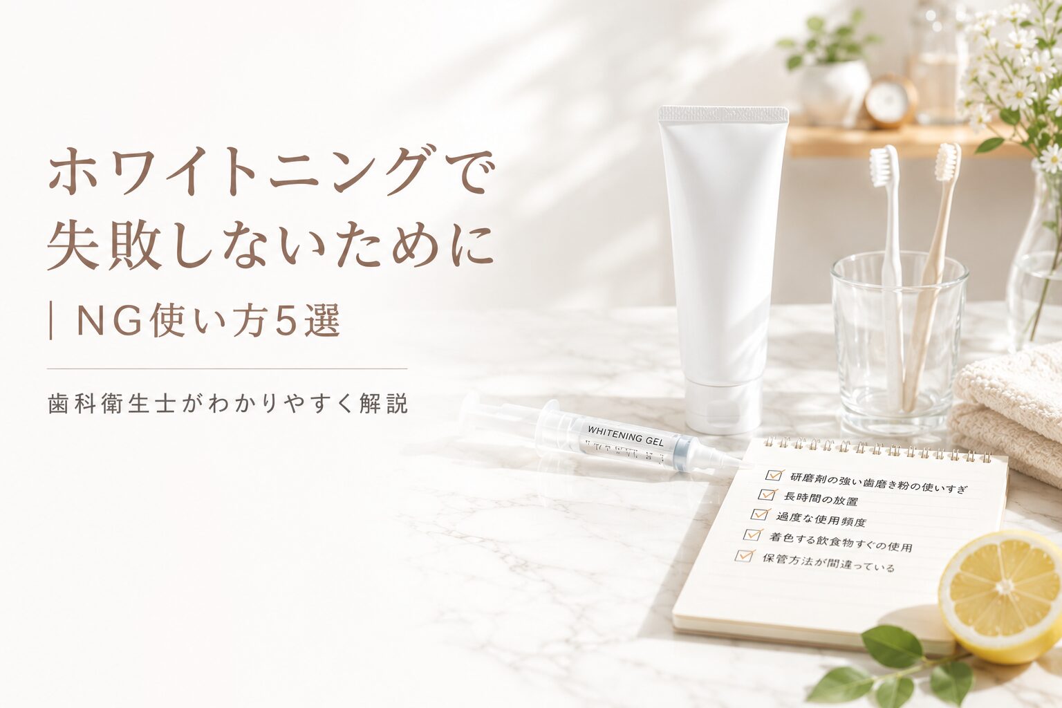 ホワイトニングで失敗しないために｜NG使い方5選を歯科衛生士が解説