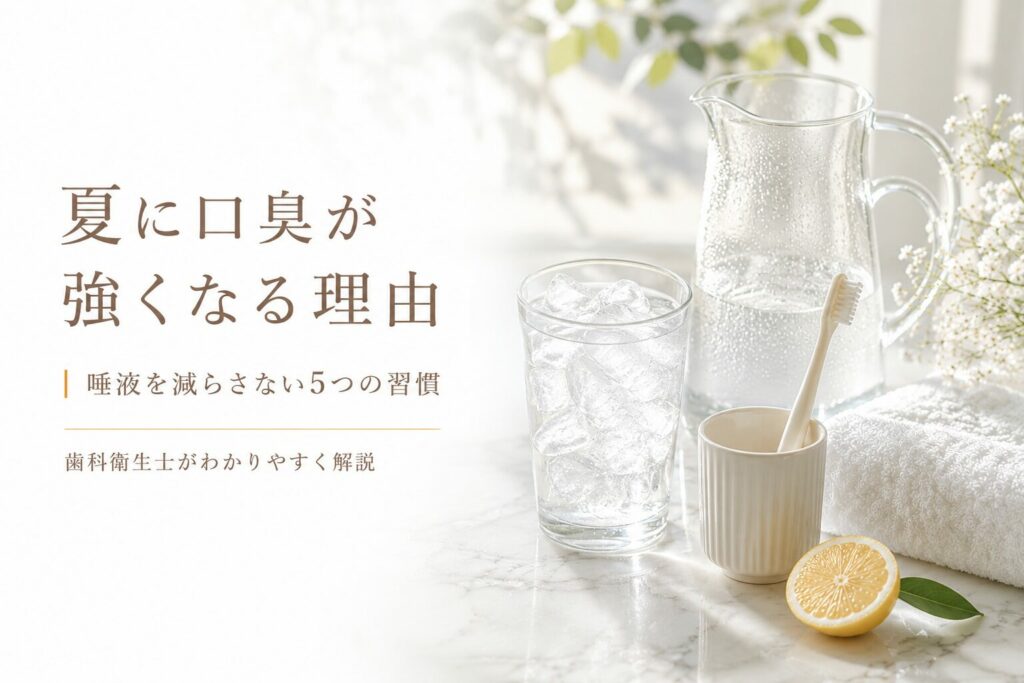 夏に口臭が強くなる理由と対策｜唾液の減少を防ぐ5つの習慣を歯科衛生士が解説